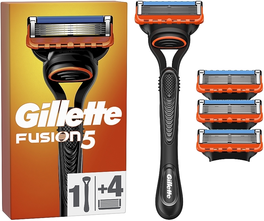 Бритва з 4 змінними картриджами, чорна - Gillette Fusion5 Razor For Men — фото N1