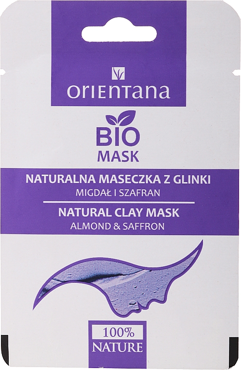 Маска для лица "Миндаль и шафран" - Orientana Clay Face Mask Almond & Saffron (пробник) — фото N1