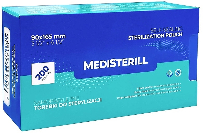 Самозапечатывающийся пакет для стерилизации инструментов в автоклаве, 9 x 16.5 см - MediSterill Self-Sealing Sterelization Pouch — фото N1