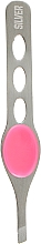Пинцет скошенный SP-7106/2, 10см, розовый - Silver Style — фото N1