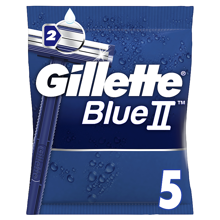 Набор одноразовых станков для бритья с двойным лезвием, 5шт - Gillette Blue II — фото N1