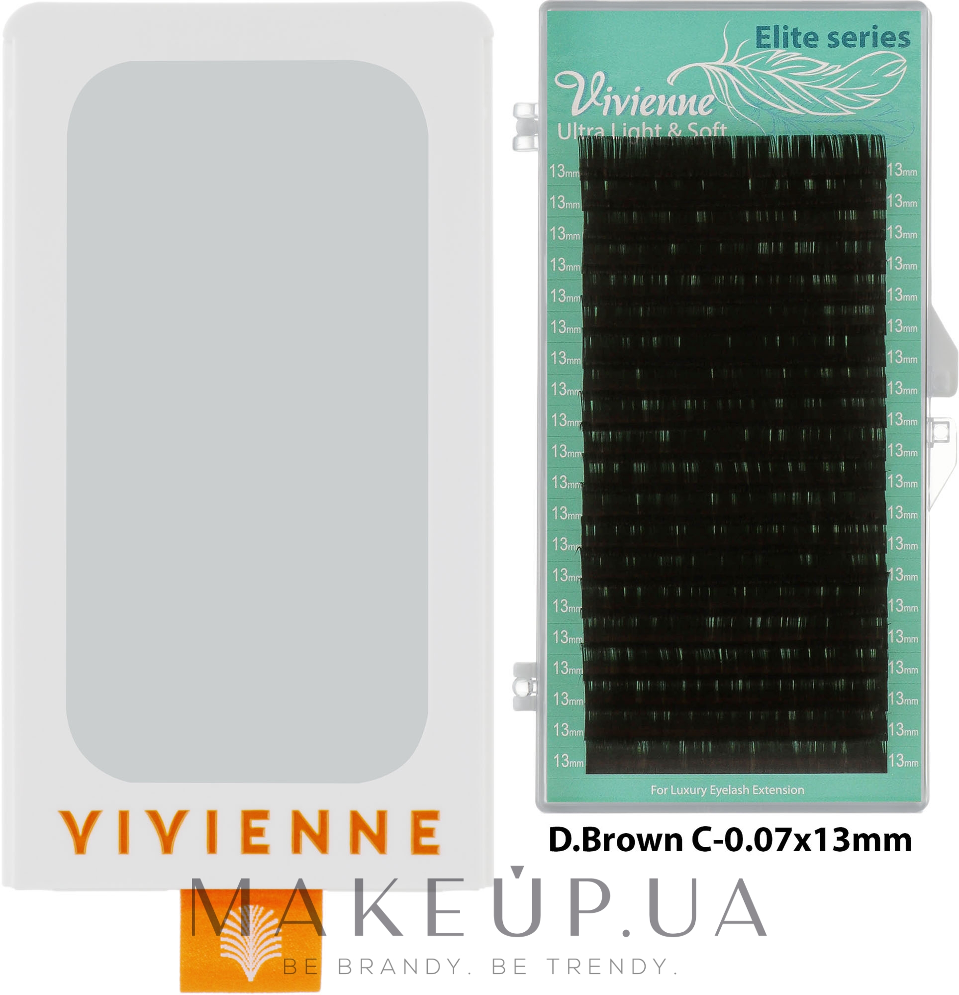 Ресницы "Elite", темно-коричневые, 20 линий (органайзер) (один размер, 0,07, C, 13) - Vivienne — фото 1уп
