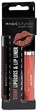 Духи, Парфюмерия, косметика Набор для губ, сливовый - Magic Studio Shiny Lipgloss + Lip Liner (lip/gloss/4g + lip/liner/1g)