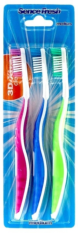 Набор зубных щеток, 3 шт. - Sence Fresh Medium Toothbrush — фото N1