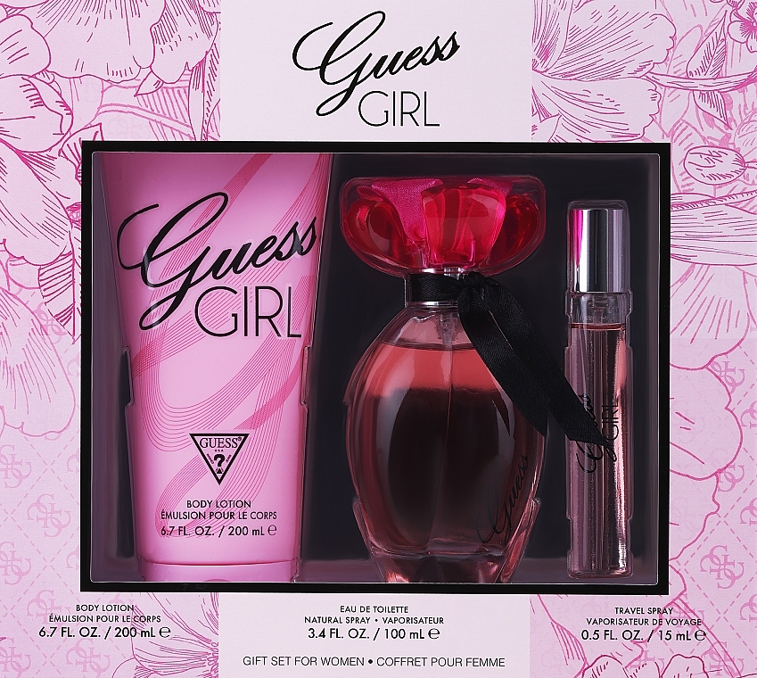 Guess Girl - Набор (edt/100 ml + b/lot/200 ml + edt/15 ml) — фото N1