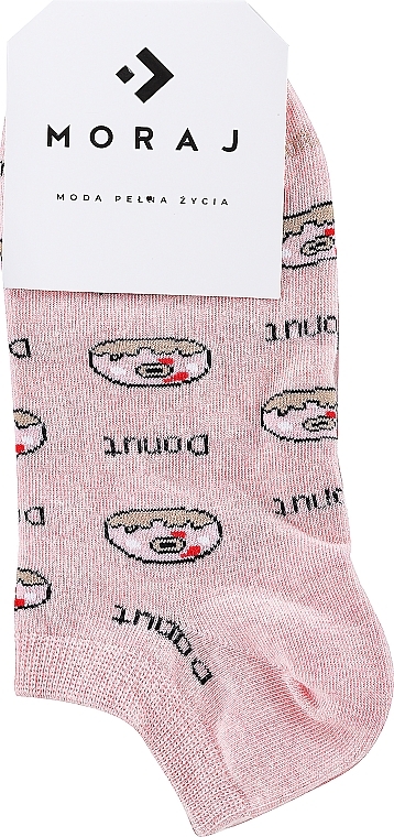Бавовняні жіночі шкарпетки "Fast-Food", рожеві, пончик - Moraj — фото N1