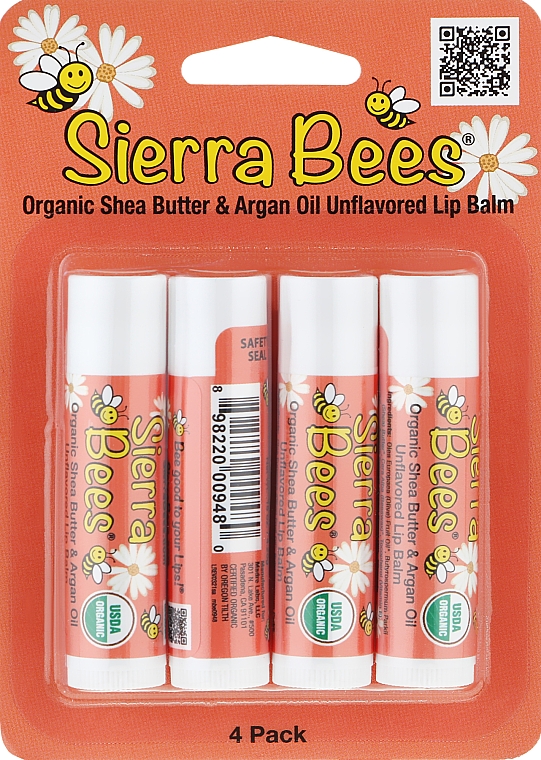 Набор бальзамов для губ "Масло ши и арганы" - Sierra Bees (lip/balm/4x4,25g) — фото N1