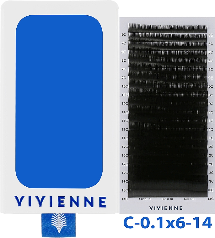 Вії "Elite", темно-коричневі, 20 ліній (органайзер) (mix, 0,1, C, (6-14)) - Vivienne — фото N1