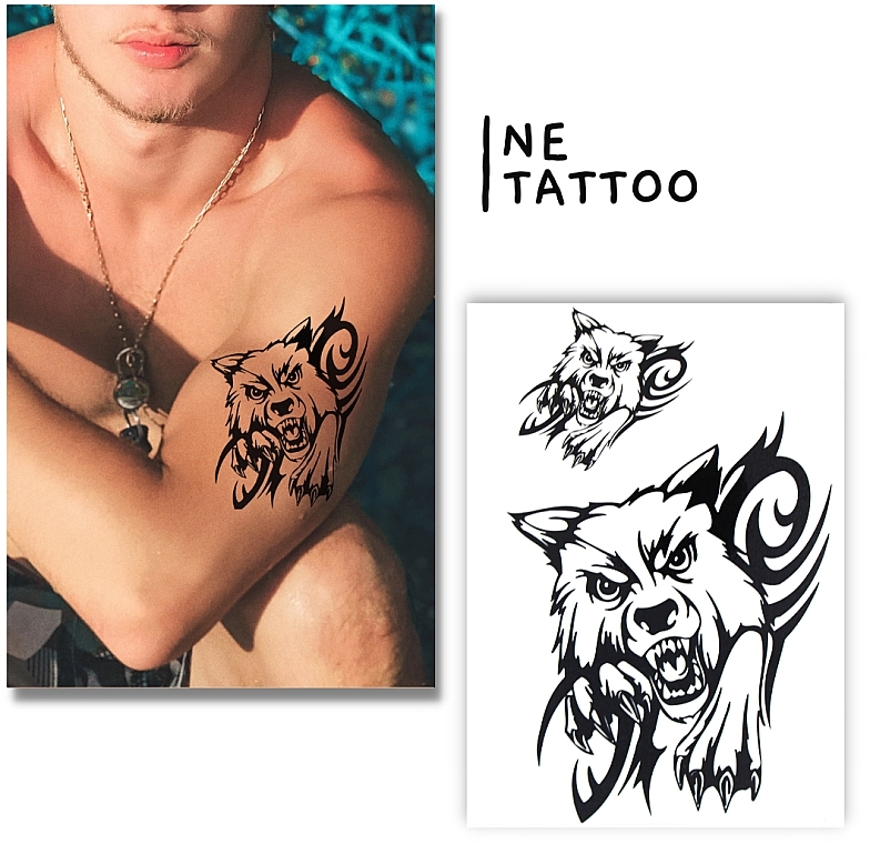Тимчасовий тату "Вовк з орнаментом" - Ne Tattoo — фото N1