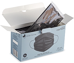 Захисна маска з вугільним фільтром, тришарова, стерильна, чорна - Abifarm Black Carbon — фото N2