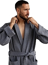 Чоловічий халат "Капітон", сірий меланж, XL - German Volf — фото N3