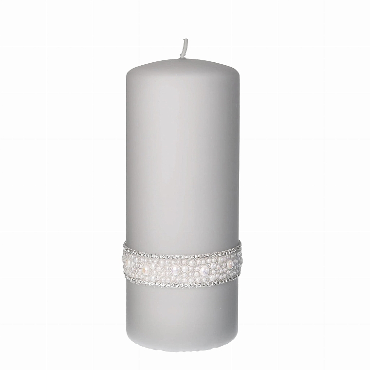 Декоративна свічка 7х10 см, сіра - Artman Crystal Pearl — фото N1