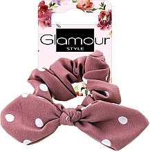 Резинка для волосся, 417611, темно-рожева в горошок - Glamour — фото N1