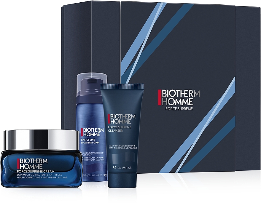 Набор - Biotherm Homme Force Supreme (cr/50ml + cl/gel/40ml + shaving/foam/50ml) — фото N1