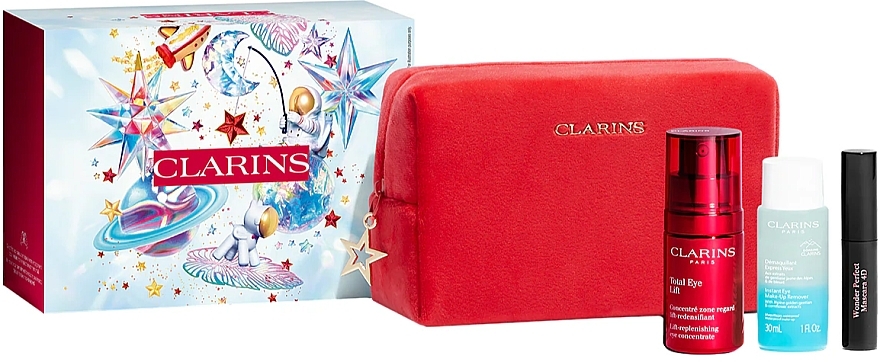 Набір - Clarins Total Eye Lift Set (mascara/3ml + remover/30ml + bag/1pc + eye/lift/15ml) — фото N1