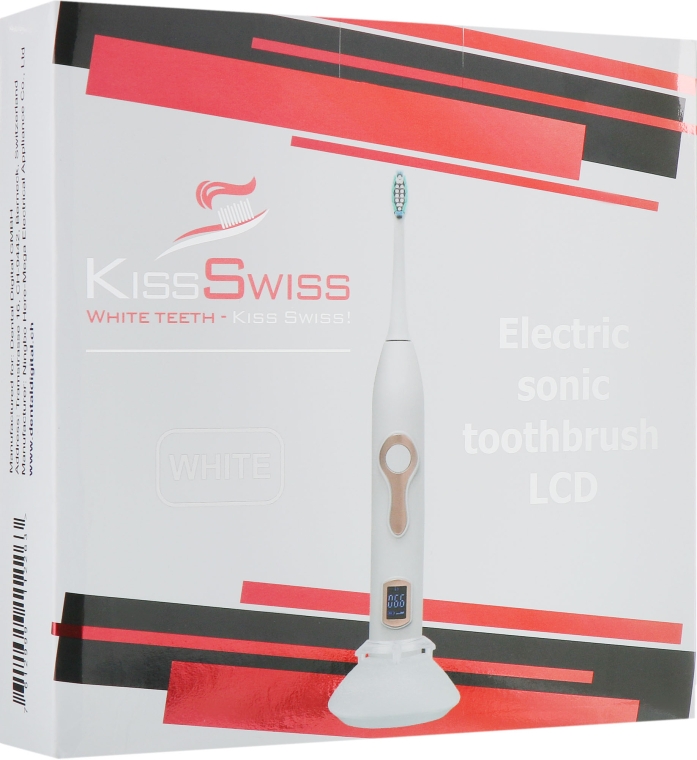 Электрическая зубная щетка "LCD" - Kiss Swiss Electric Sonic Toothbrush LCD White