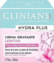Зволожувальний і заспокійливий крем для сухої й чутливої шкіри обличчя - Clinians Hydra Plus Moisturizing Face Cream — фото N1