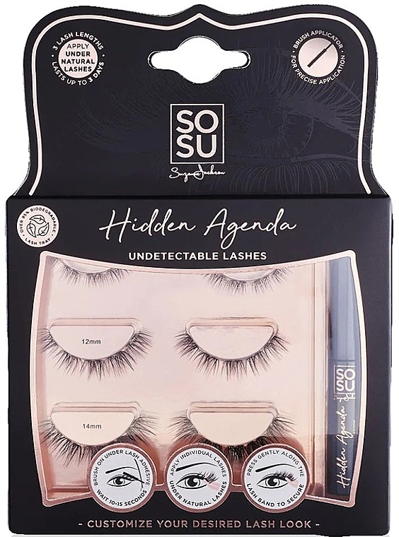 Набор накладных ресниц 10-14 мм + клей - Sosu by SJ Hidden Agenda Undectectable Lashes — фото N1