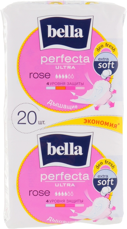 Прокладки Perfecta Rose Deo Fresh Soft Ultra, 10+10шт - Bella