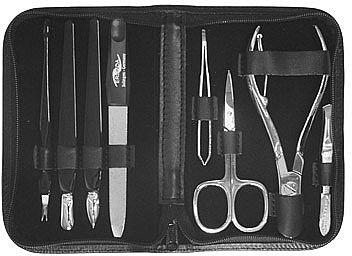 Набір манікюрний 8 предметів, 00816, чорний - Erlinda Solingen Top Grain Manicure Set — фото N1