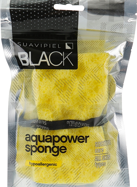 Мужская губка для душа, желтая - Suavipiel Black Aqua Power Sponge