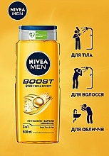 Гель для душу 3 в 1 для тіла, обличчя й волосся - NIVEA MEN Boost Shower Gel — фото N3