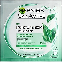 Тканинна маска з екстрактом зеленого чаю - Garnier Skin Active Green Tea Moisture Bomb Eye Tissue Mask — фото N1