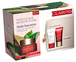 Духи, Парфюмерия, косметика Набор - Clarins Super Restorative Dry Skin (d/cr/50ml + n/cr/15ml + f/balm/15ml + pouch)