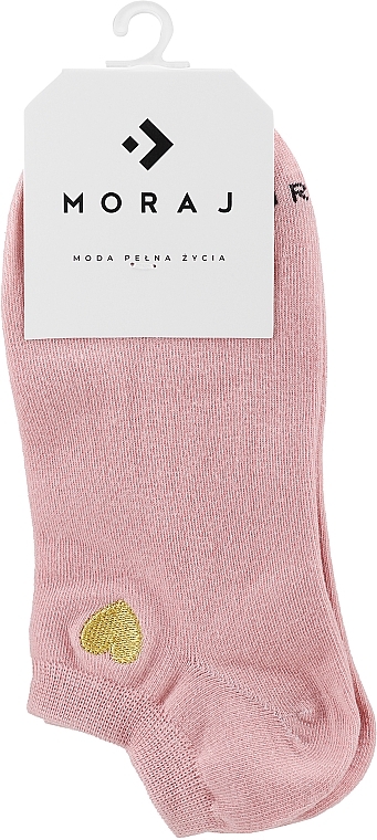 Жіночі короткі шкарпетки з вишивкою у вигляді серця, рожеві - Moraj — фото N1