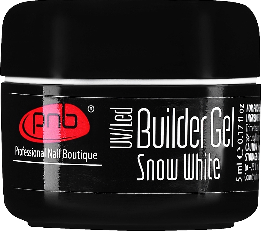 Моделирующий гель камуфлирующий белоснежный белый - PNB UV/LED Builder Gel Cover Snow White — фото N1