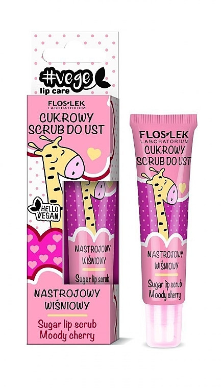 Цукровий скраб для губ - Floslek Vege Lip Care Sugar Lip Scrub Moody Cherry — фото N1