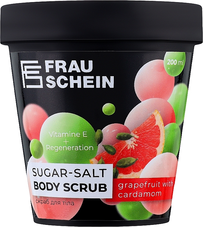 Цукрово-сольовий скраб для тіла "Грейпфрут з Кардамоном" - Frau Schein Body Scrub Sugar-Salt