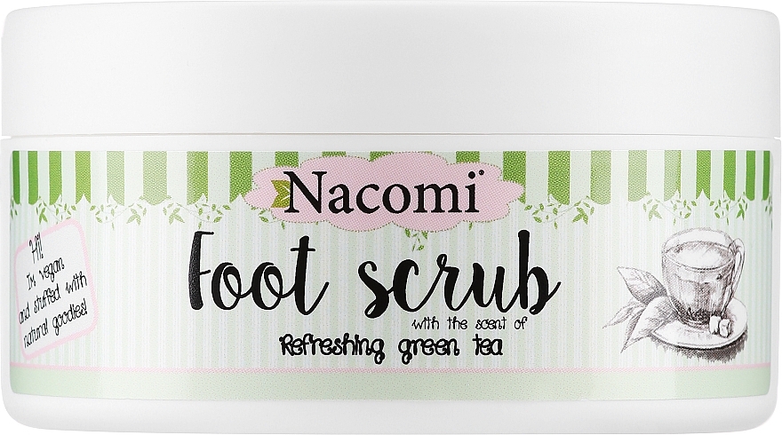 Сахарный пилинг для ног с зеленым чаем - Nacomi Sugar Foot Peeling