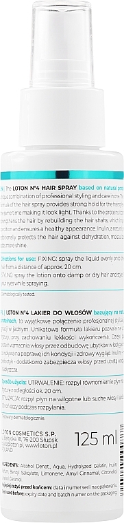 Натуральный лак для волос - Loton 4 Hairspray — фото N4