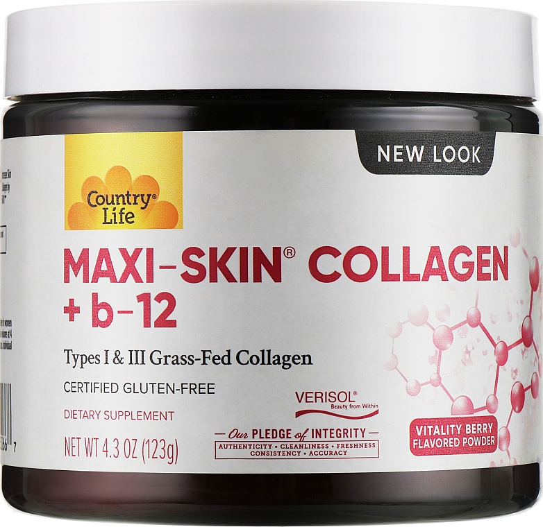 Коллаген + витамины - Country Life Maxi-Skin Collagen + B12 — фото N1