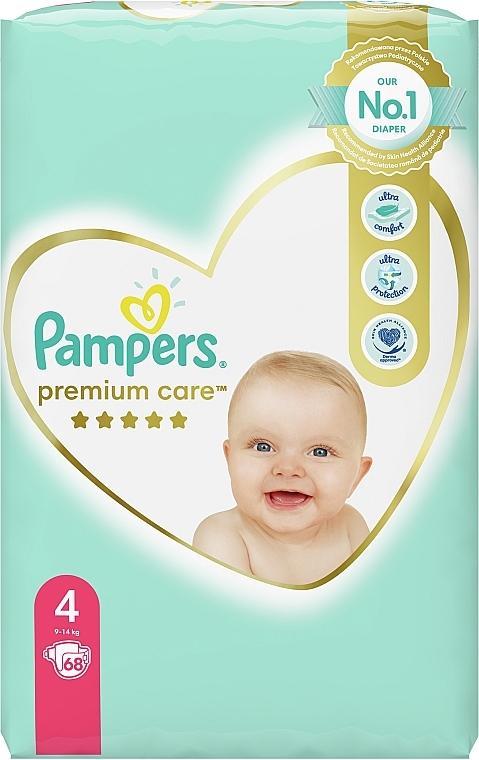 Підгузки Pampers Premium Care Розмір 4 (Maxi) 9-14 кг, 68 шт. - Pampers — фото N2
