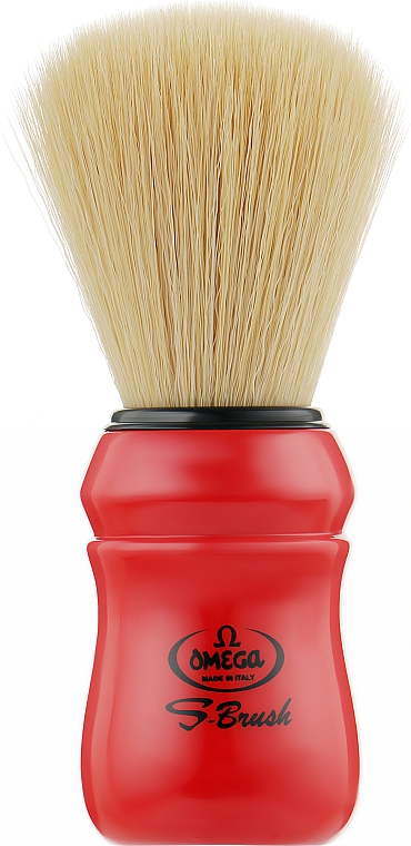 Помазок для бритья из полиэстера, красный - Omega S-Brush Fiber Shaving Brush — фото N1
