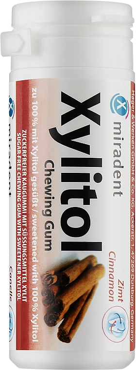 Жевательная резинка "Корица" - Miradent Xylitol Chewing Gum Cinnamon — фото N1