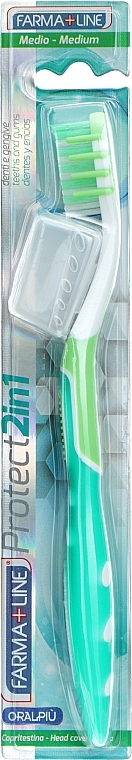 Зубна щітка з ковпачком, салатова - Farma Line Protect — фото N1