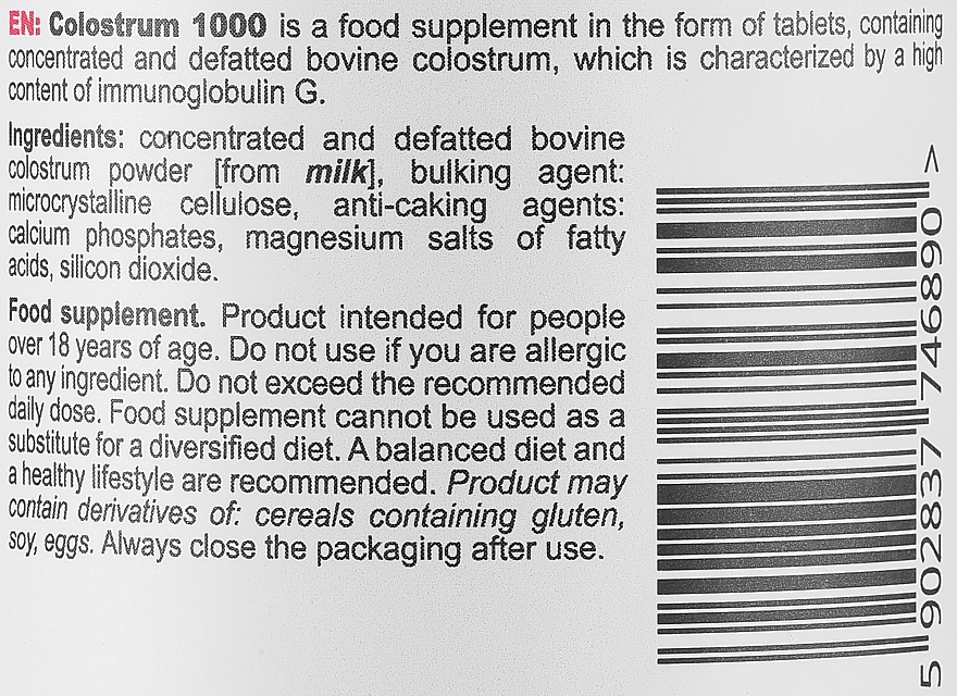 Пищевая добавка "Молозиво", в таблетках - SFD Nutrition Colostrum 1000 — фото N3