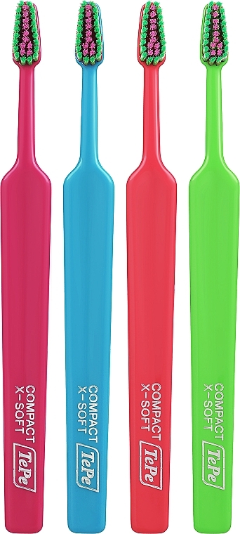 Набор зубных щеток, 4 шт, вариант 12 - TePe Colour Compact Extra Soft — фото N1