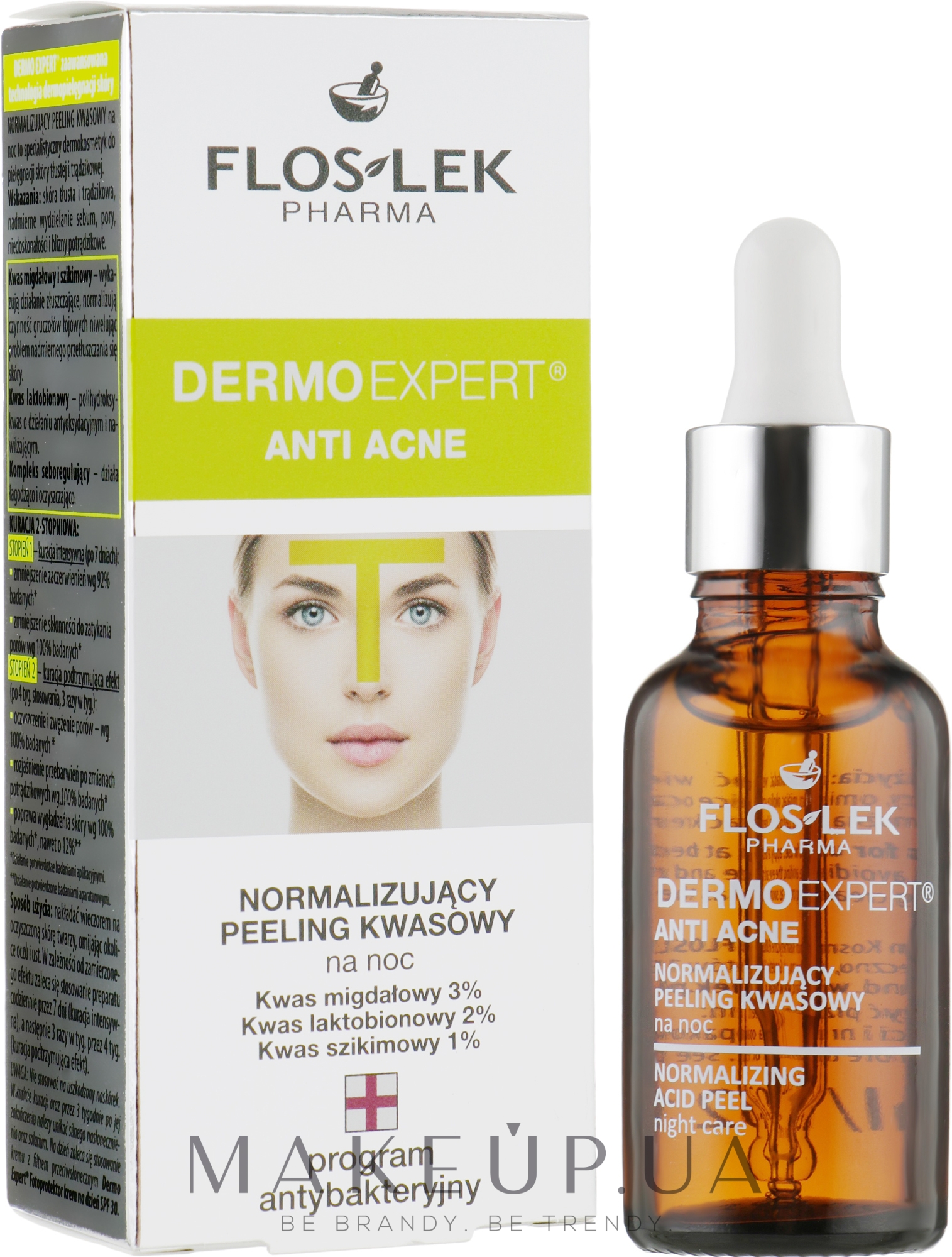 Нормализующий кислотный пилинг для жирной кожи - Floslek Dermo Expert Anti Acne Acid Peeling — фото 30ml