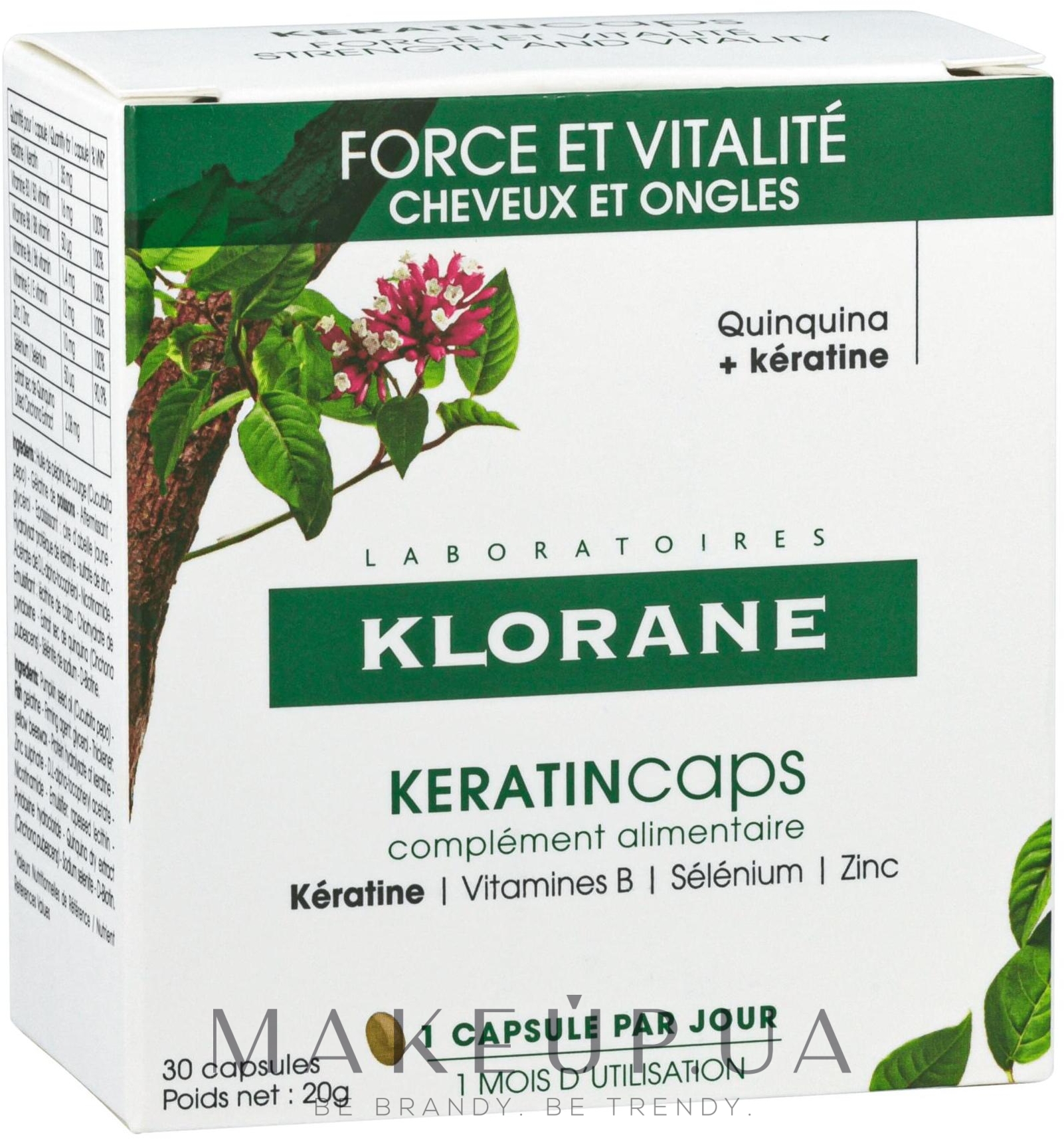 Харчова добавка для волосся й нігтів - Klorane Keratin Caps Suplement Dietary Hair & Nails — фото 30шт