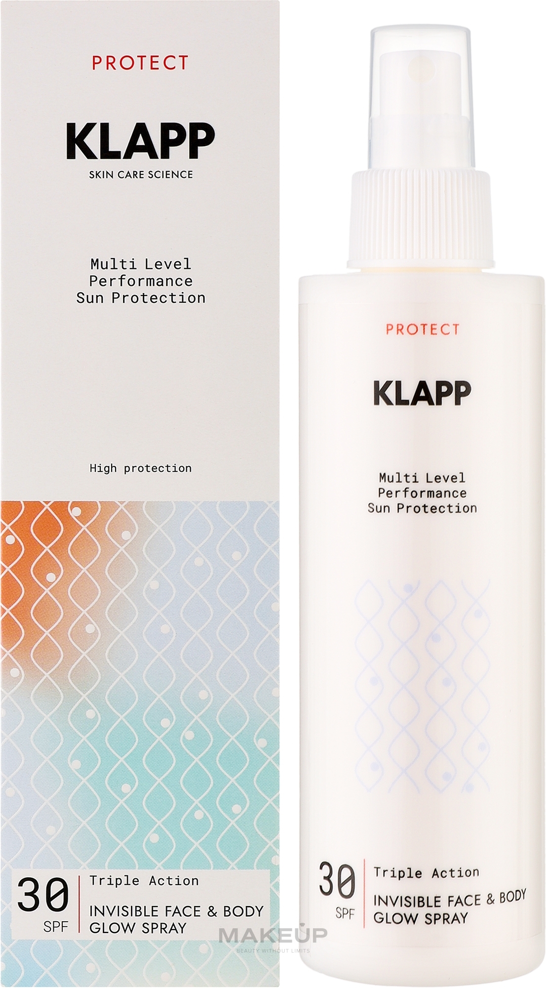 Спрей для загара с естественным блеском - Klapp Multi Level Performance Sun Protection Invisible Face & Body Glow Spray SPF30 — фото 200ml