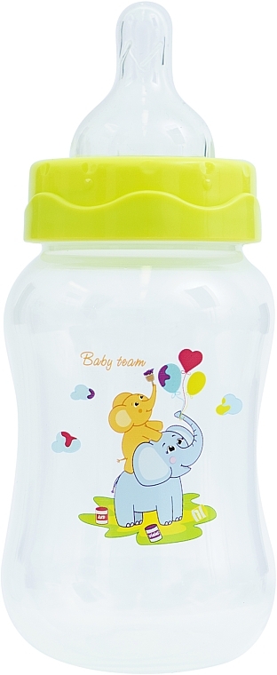 Бутылочка для кормления с широким горлом и силиконовой соской, 250 мл, 0+, зеленая - Baby Team — фото N3