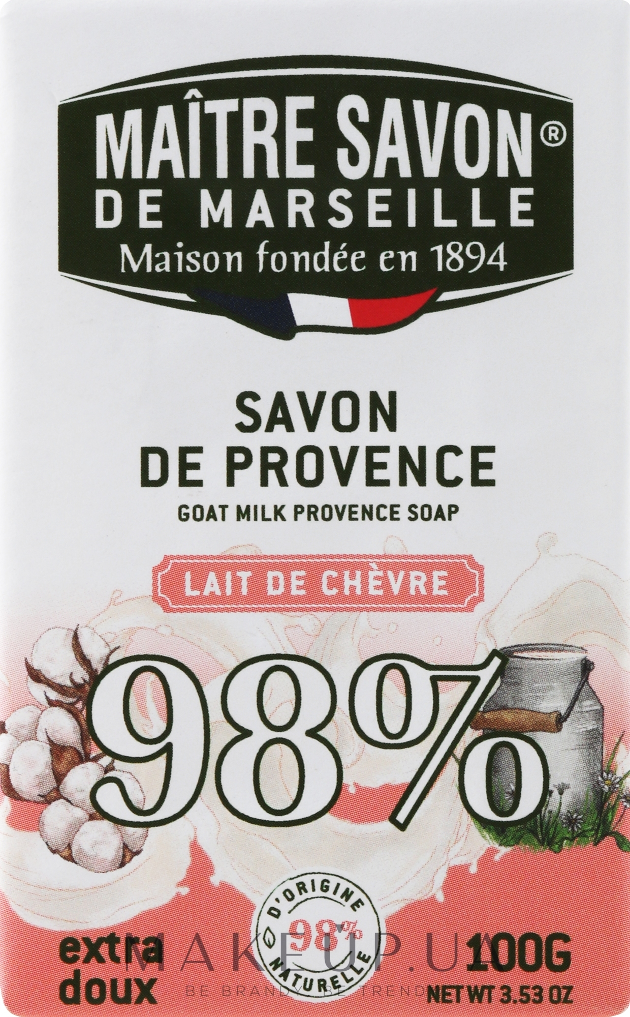 Мыло "Козье молоко" - Maitre Savon De Marseille Savon De Provence Goat Milk Soap Bar — фото 100g