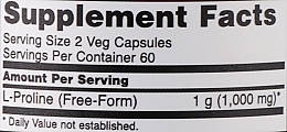 Капсулы Пролин для суставов, 500 мг. - Now Foods L-proline — фото N2