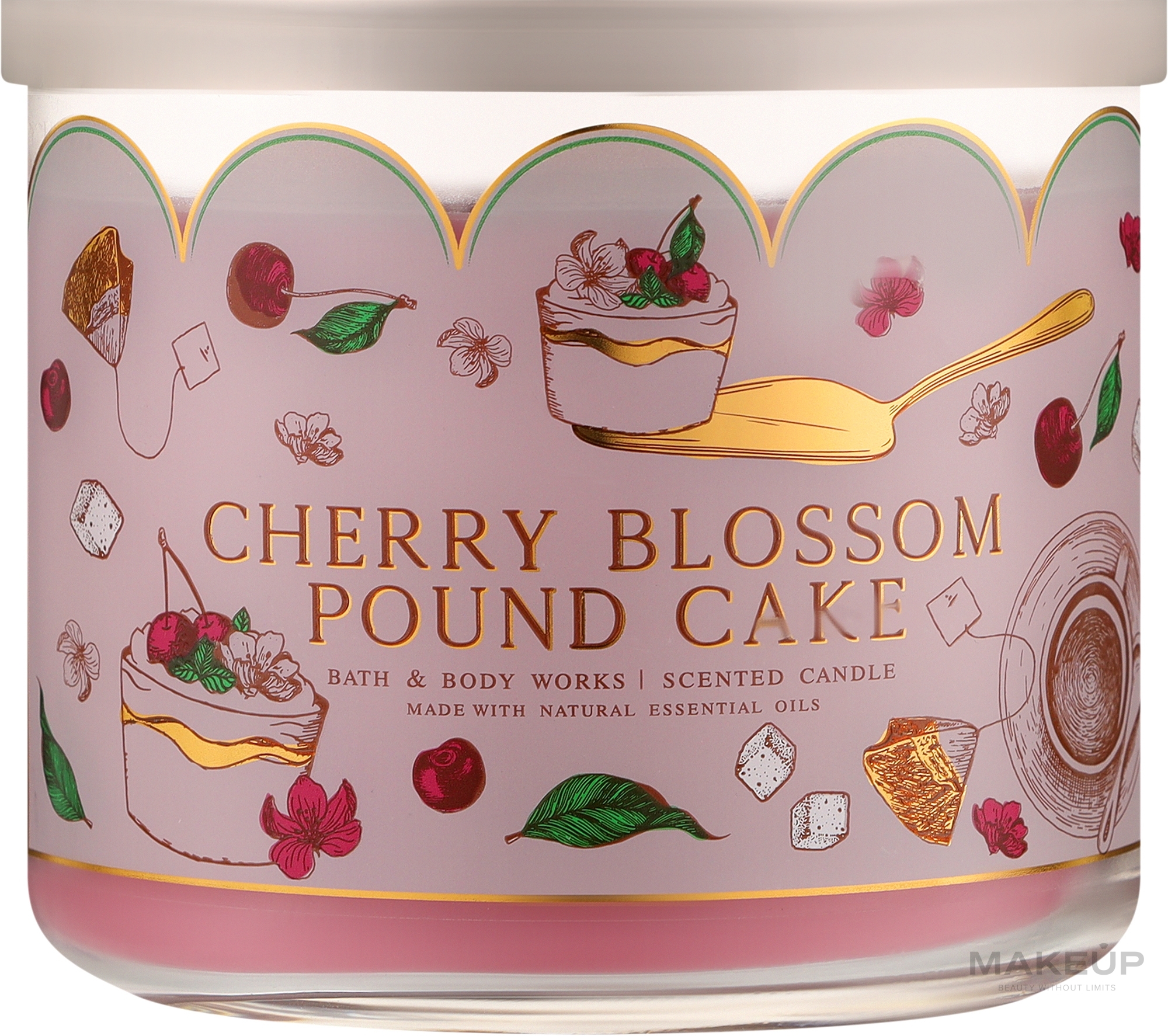 Аромасвеча 3-х фитильная - Bath and Body Works Cherry Blossom Pound Cake Candle — фото 411g