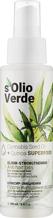 Еліксир-зміцнення проти випадання волосся - Solio Verde Cannabis Speed Oil Elixir-Strengthening — фото N1
