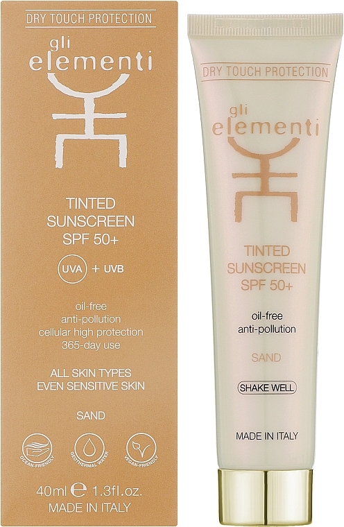 Сонцезахисний крем SPF 50+ (тонований) - Gli Elementi Tinted Sunscreen SPF 50+ — фото N2